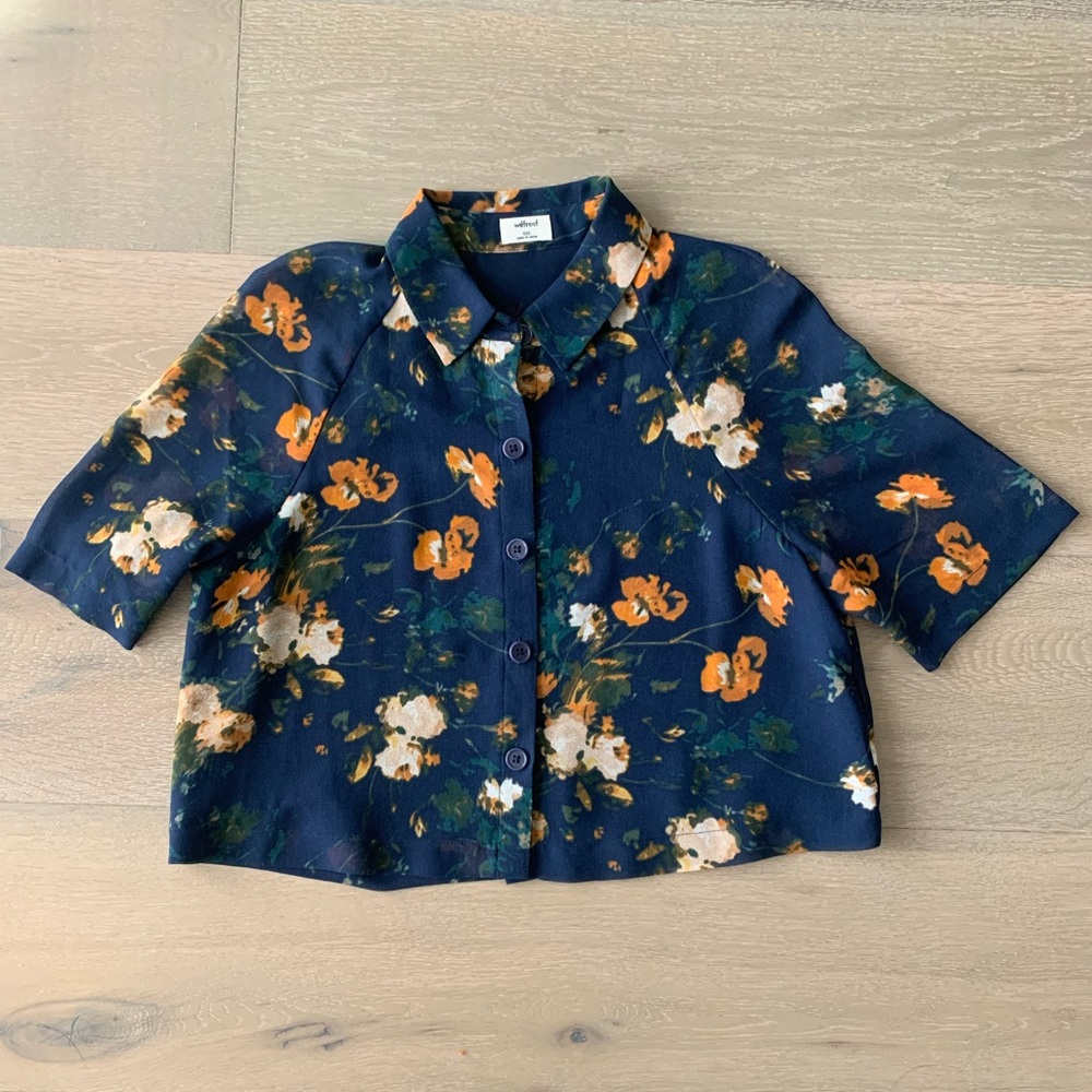 Aritzia floral cropped blouse XXS